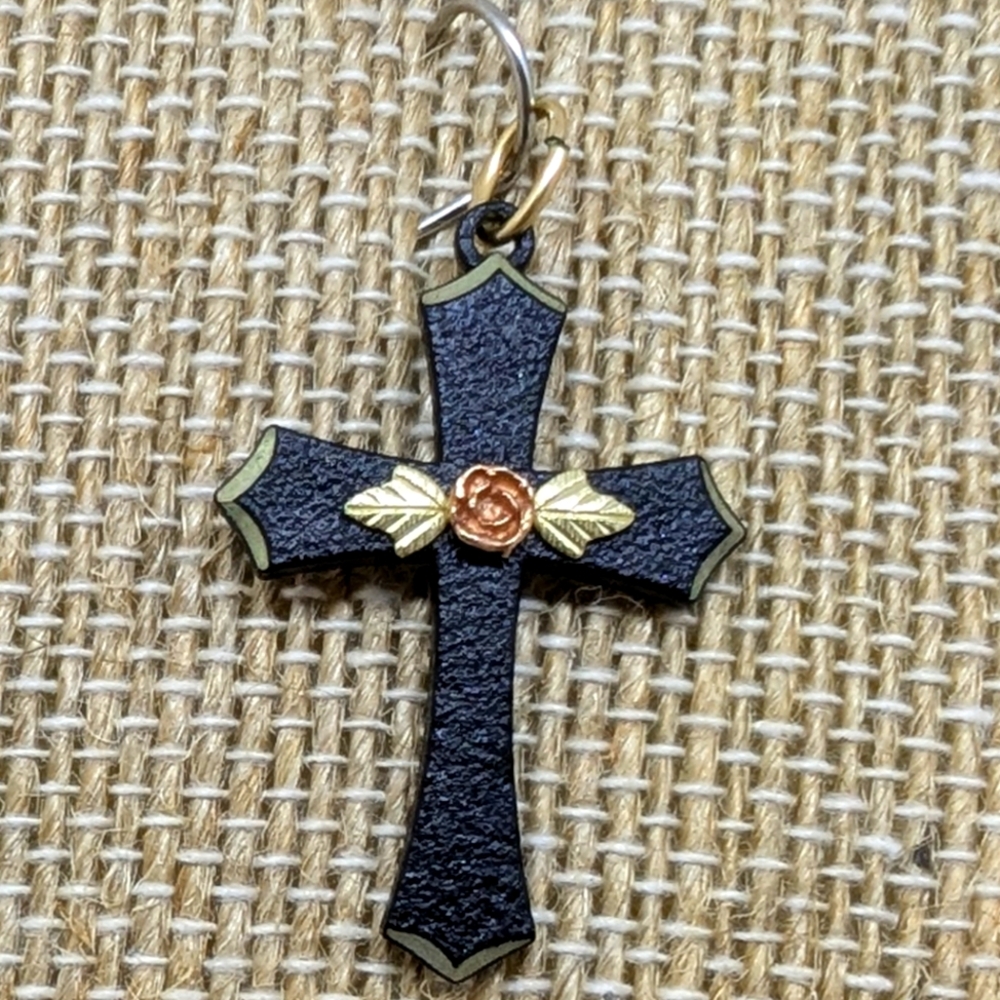 Black gold tri color Cross pendant